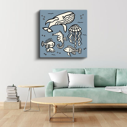 Deniz Dostları - Balina ve Denizatı Macerası Kanvas Tablo