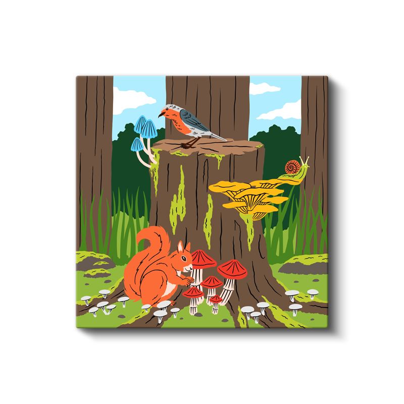 Orman Macerası - Sincap ve Mantar Dostluğu Kanvas Tablo
