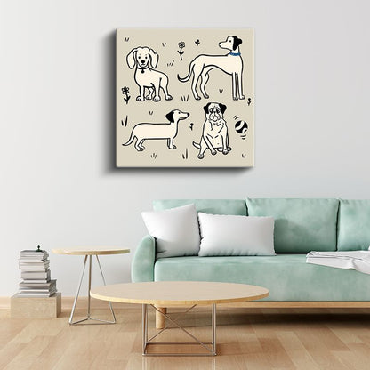 Köpek Dostlarımız - Sevimli Yavru Köpekler Kanvas Tablo