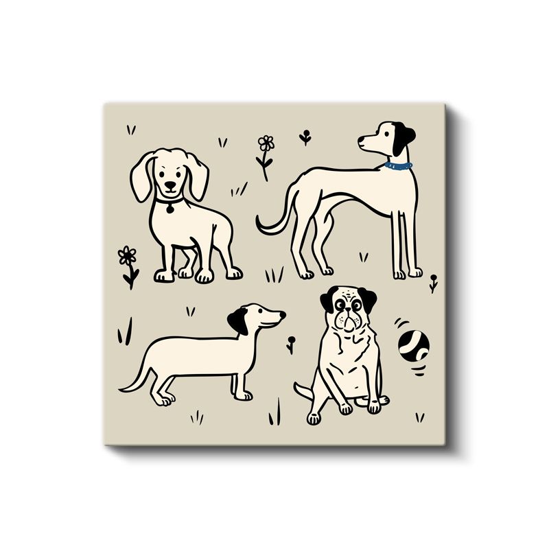 Köpek Dostlarımız - Sevimli Yavru Köpekler Kanvas Tablo