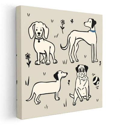 Köpek Dostlarımız - Sevimli Yavru Köpekler Kanvas Tablo