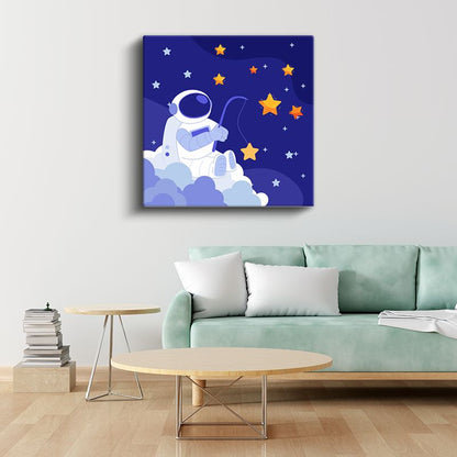Yıldız Avcısı - Bulutlar Üzerinde Astronot Kanvas Tablo