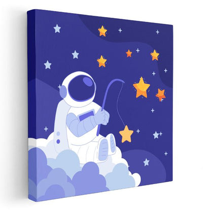 Yıldız Avcısı - Bulutlar Üzerinde Astronot Kanvas Tablo