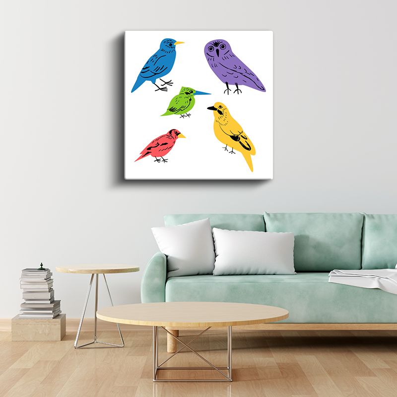 Renkli Kuşlar - Neşeli Kanat Dostları Kanvas Tablo