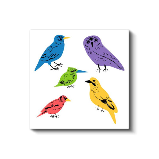 Renkli Kuşlar - Neşeli Kanat Dostları Kanvas Tablo