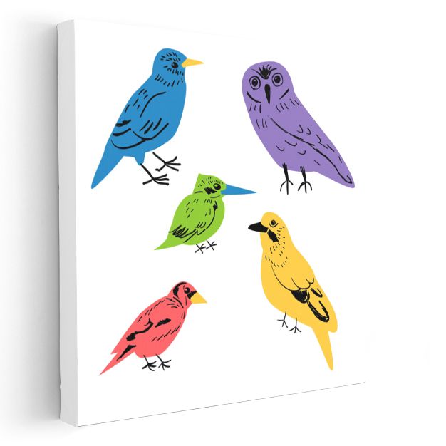Renkli Kuşlar - Neşeli Kanat Dostları Kanvas Tablo