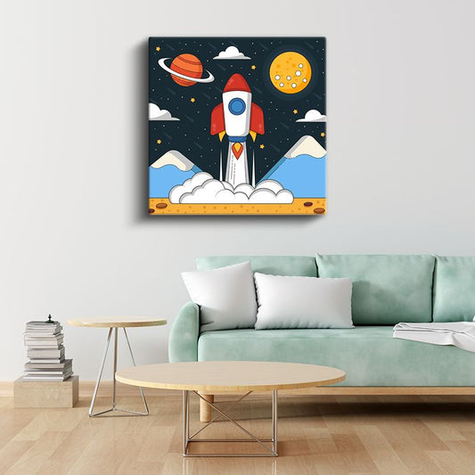 Uzay Roketi - Yıldızlar Arasında Yolculuk Kanvas Tablo
