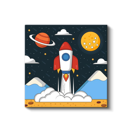 Uzay Roketi - Yıldızlar Arasında Yolculuk Kanvas Tablo