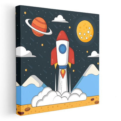 Uzay Roketi - Yıldızlar Arasında Yolculuk Kanvas Tablo