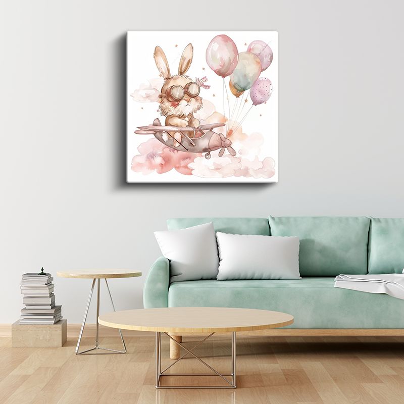 Uçan Tavşan - Balonlu Gökyüzü Macerası Kanvas Tablo
