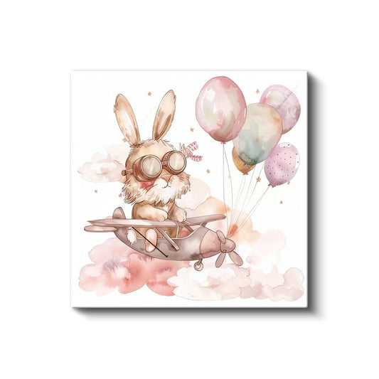 Uçan Tavşan - Balonlu Gökyüzü Macerası Kanvas Tablo