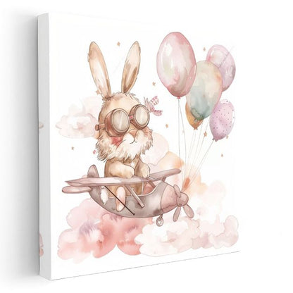 Uçan Tavşan - Balonlu Gökyüzü Macerası Kanvas Tablo
