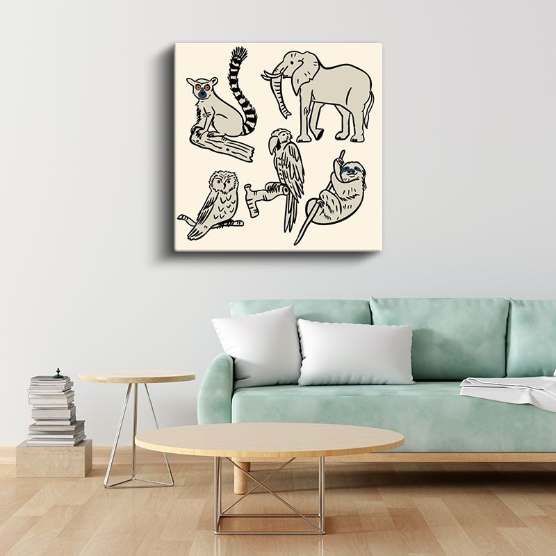 Safari Dostları - Fil ve Lemur Macerası Kanvas Tablo