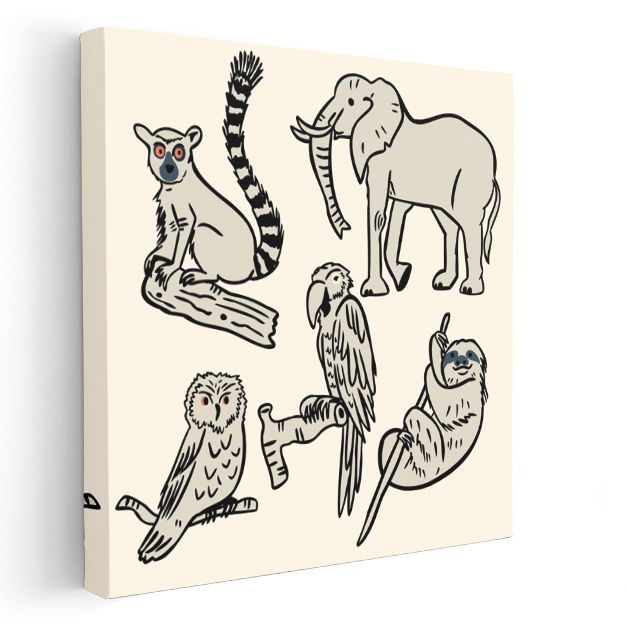 Safari Dostları - Fil ve Lemur Macerası Kanvas Tablo