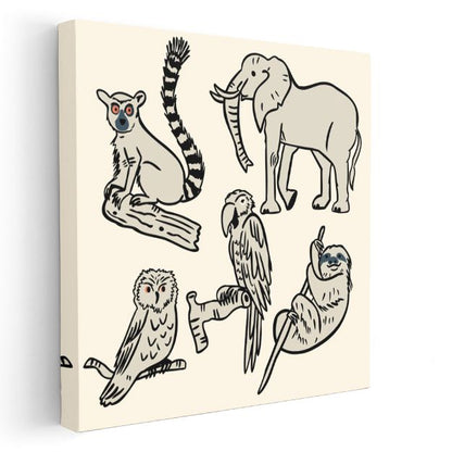 Safari Dostları - Fil ve Lemur Macerası Kanvas Tablo