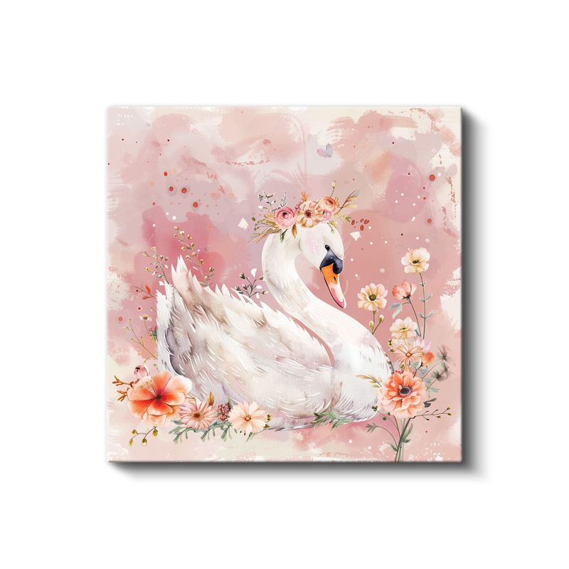 Çiçekli Kuğu - Zarif Dostumuz Kanvas Tablo