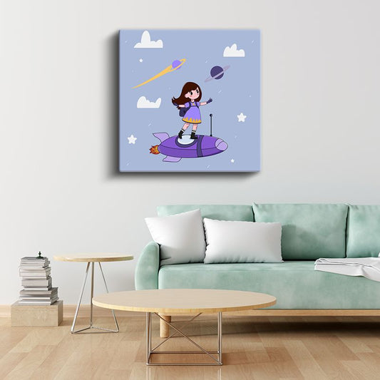 Uzay Kızı - Mor Roket Macerası Kanvas Tablo