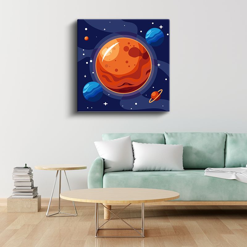 Gezegen Dünyası - Renkli Uzay Keşfi Kanvas Tablo