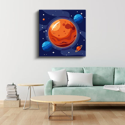 Gezegen Dünyası - Renkli Uzay Keşfi Kanvas Tablo