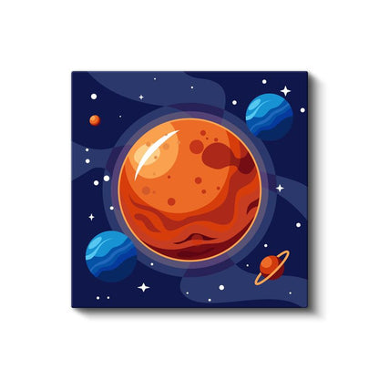 Gezegen Dünyası - Renkli Uzay Keşfi Kanvas Tablo
