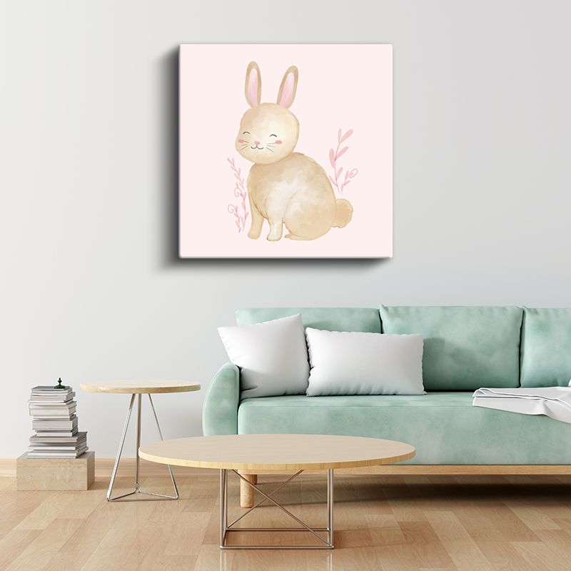 Pembe Tavşan - Sevimli Kulaklar Kanvas Tablo