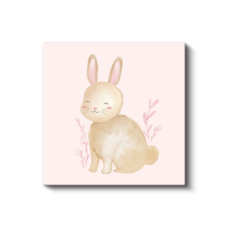 Pembe Tavşan - Sevimli Kulaklar Kanvas Tablo