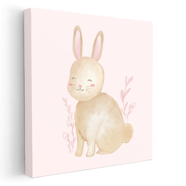 Pembe Tavşan - Sevimli Kulaklar Kanvas Tablo
