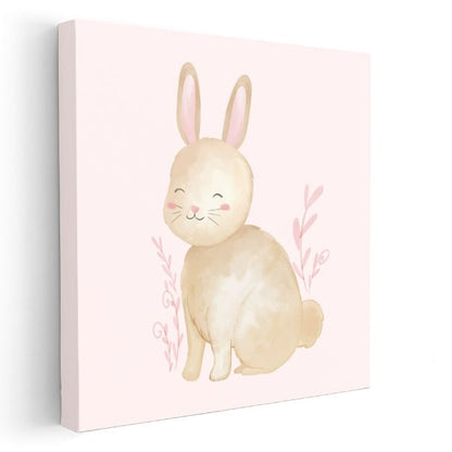 Pembe Tavşan - Sevimli Kulaklar Kanvas Tablo