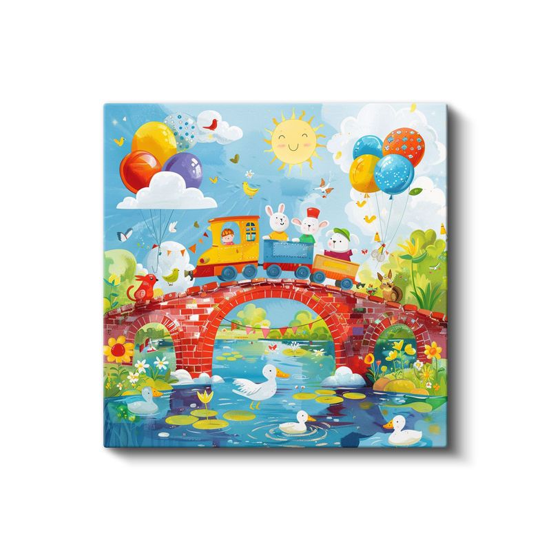 Neşeli Tren - Hayvan Dostlarla Yolculuk Kanvas Tablo