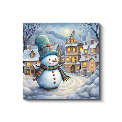 Kış Kardan Adamı - Renkli Atkılı Dostumuz Kanvas Tablo