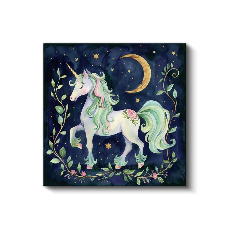 Gece Unicorn - Pastel Renkli Sihirli Dostumuz Kanvas Tablo