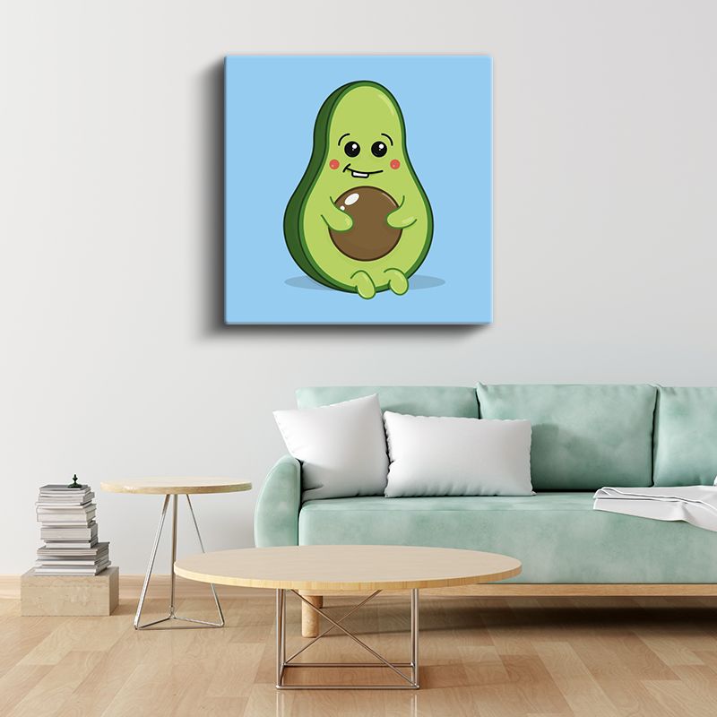Sevimli Avokado - Gülümseyen Yeşil Dostumuz Kanvas Tablo