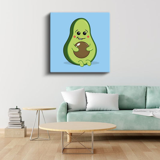 Sevimli Avokado - Gülümseyen Yeşil Dostumuz Kanvas Tablo