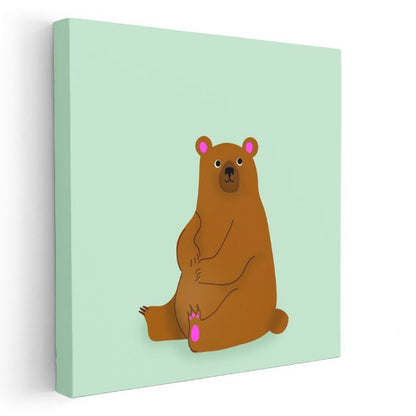 Kahverengi Ayı - Pembe Patili Sevimli Dostumuz Kanvas Tablo