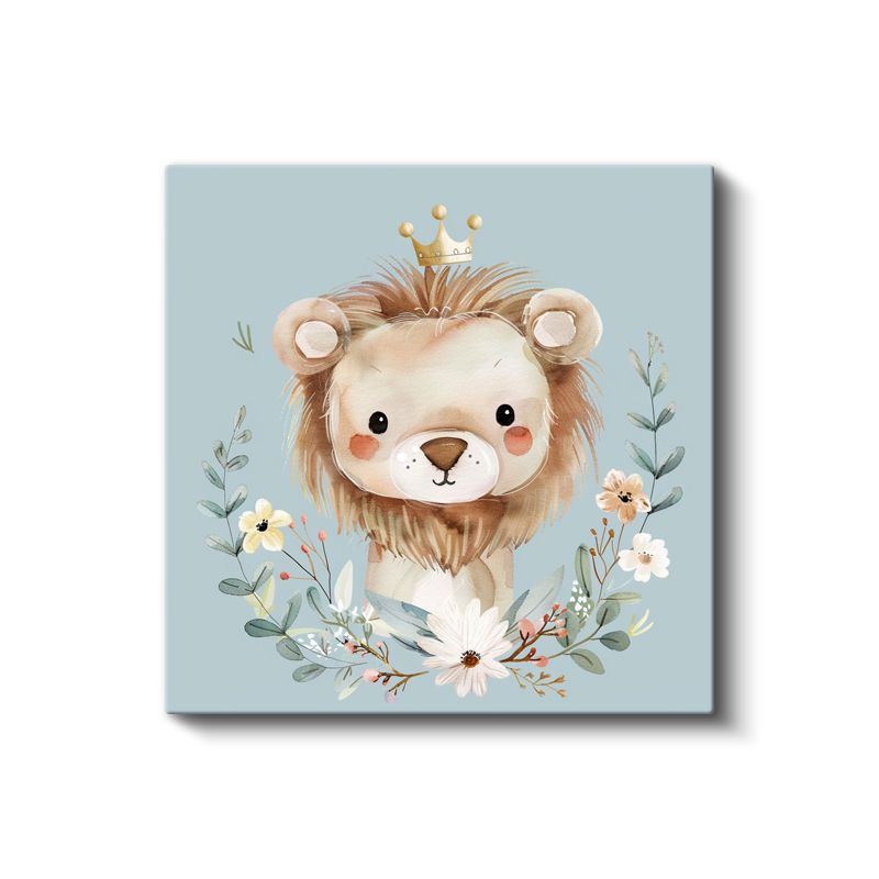Çiçekli Aslan - Taçlı Orman Kralı Kanvas Tablo