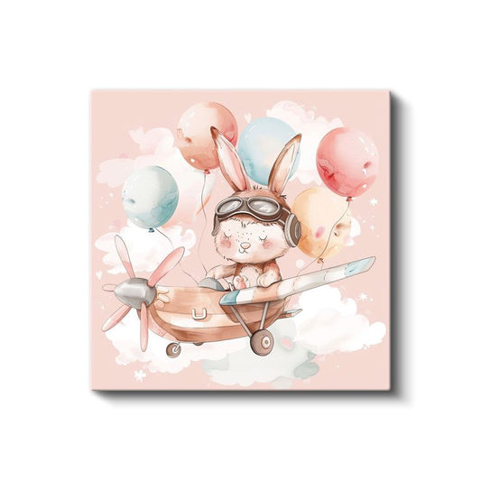 Uçan Tavşan - Balonlu Gökyüzü Macerası Kanvas Tablo