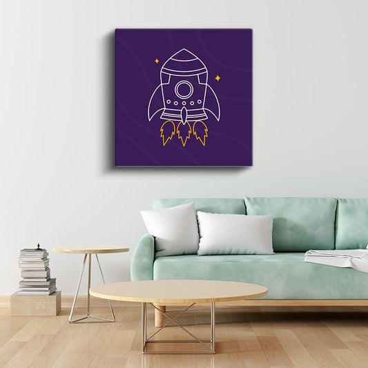 Fırlatma Roketi - Mor Uzay Macerası Kanvas Tablo