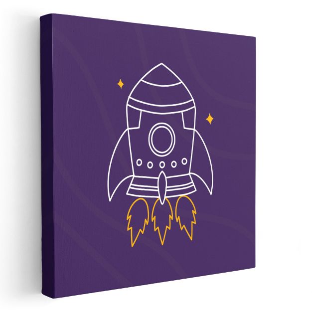 Fırlatma Roketi - Mor Uzay Macerası Kanvas Tablo