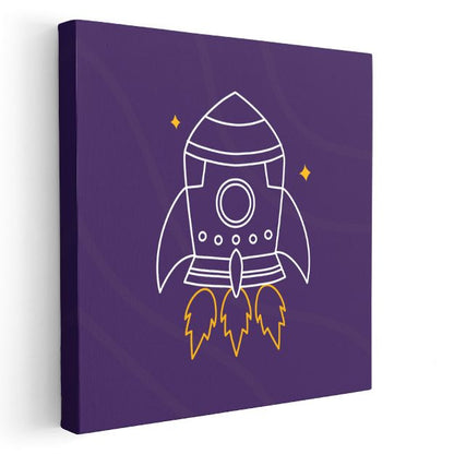 Fırlatma Roketi - Mor Uzay Macerası Kanvas Tablo