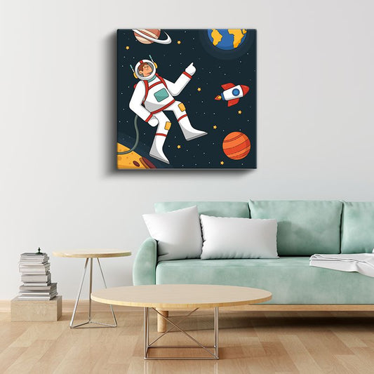 Uzay Kaşifi - Yıldızlar Arasında Astronot Kanvas Tablo