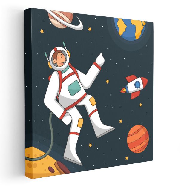 Uzay Kaşifi - Yıldızlar Arasında Astronot Kanvas Tablo
