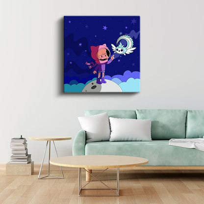 Ay Kızı - Sihirli Uzay Dostluğu Kanvas Tablo