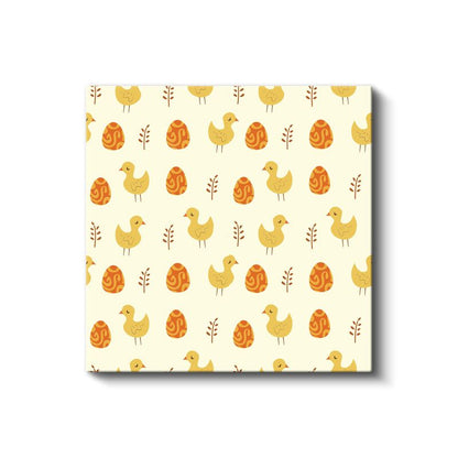Paskalya Deseni - Sarı Civciv ve Yumurtalar Kanvas Tablo