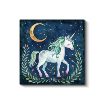 Gece Unicorn - Ay Işığında Sihirli Dostumuz Kanvas Tablo