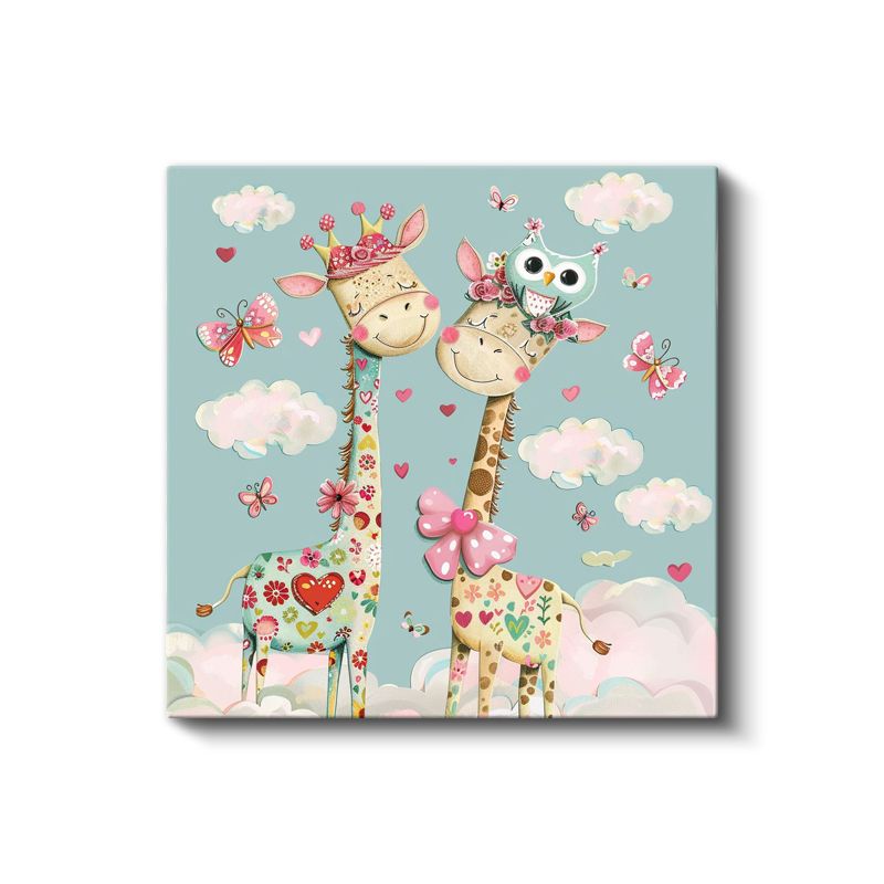 Çiçekli Zürafalar - Bahar Dostluğu Kanvas Tablo