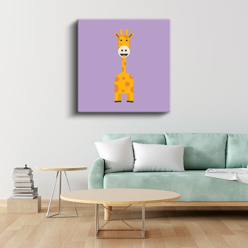 Mor Zürafa - Sevimli Uzun Boyunlu Dostumuz Kanvas Tablo