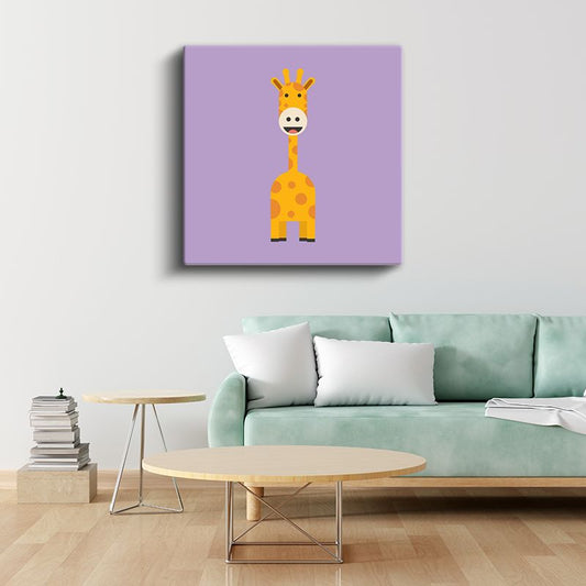 Mor Zürafa - Sevimli Uzun Boyunlu Dostumuz Kanvas Tablo