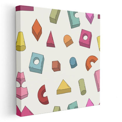 Geometrik Şekiller - Renkli Bloklar Kanvas Tablo