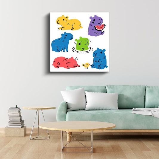 Renkli Hamsterlar - Neşeli Küçük Dostlar Kanvas Tablo