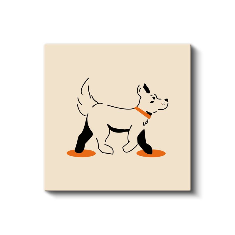 Minimalist Köpek - Turuncu Patili Dostumuz Kanvas Tablo